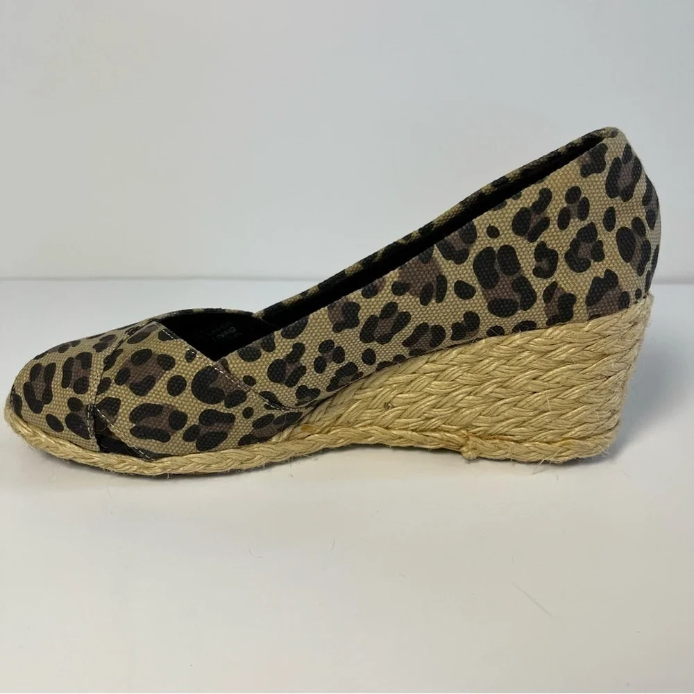Ralph Lauren Cecilia Espadrille Wedge Sandals Women 8.5 B Cheetah Fabric Slip On